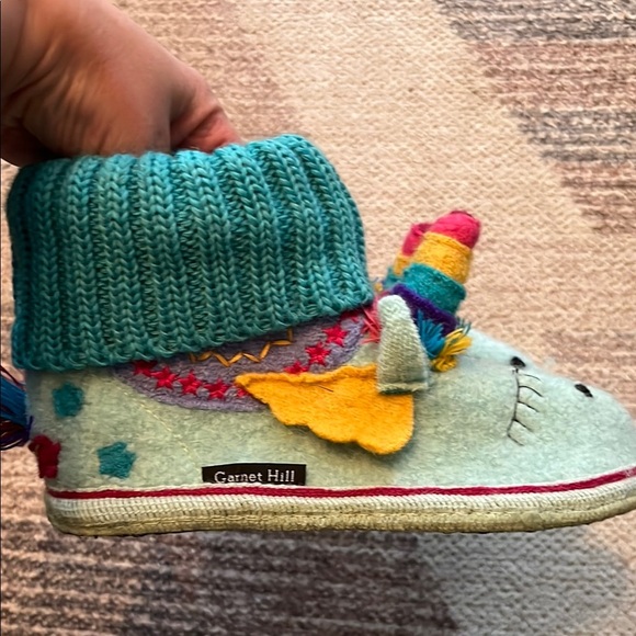 Garnet Hill Kids Unicorn Slippers - Teal - Picture 5 of 7